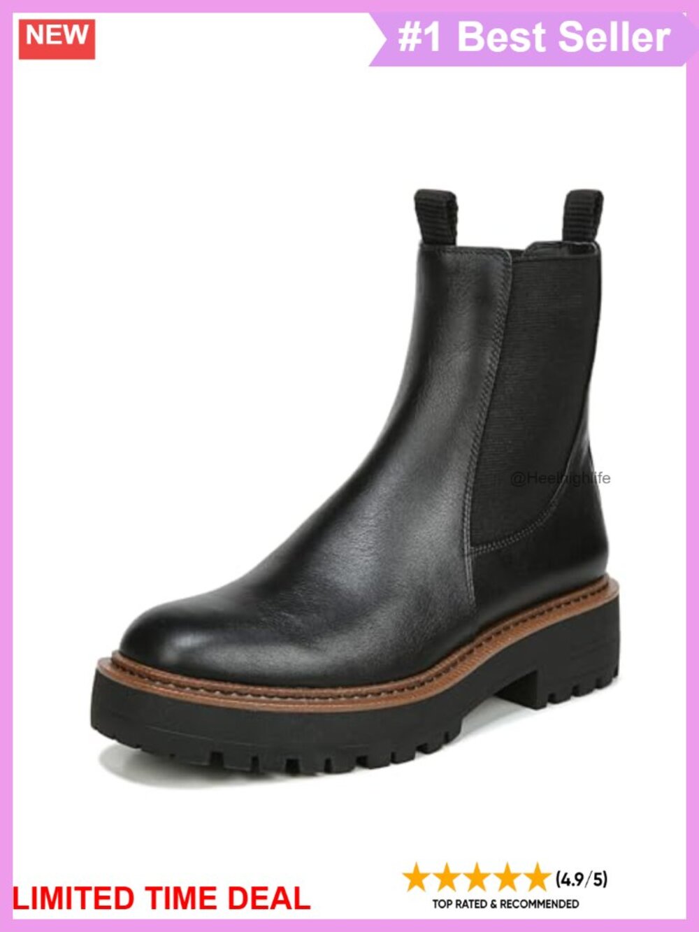 Waterproof Leather Chelsea Ankle Boot with Lug Sole